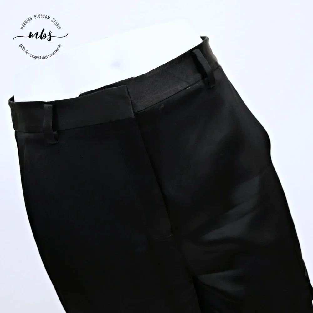 Babaton High-Waist Satin Cargo Pants Cinch Ankles Black Women 4_3